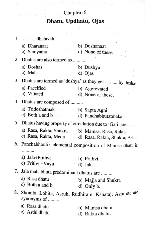 Ayurvediya Kriya Sharir M.C.Q.s